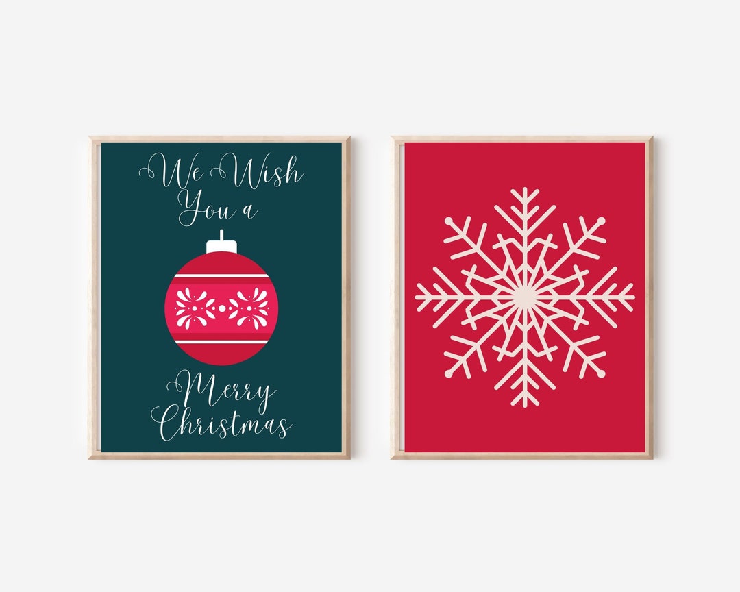 INSTANT DIGITAL DOWNLOAD Set of 2 Holiday Christmas Wall Art Prints
