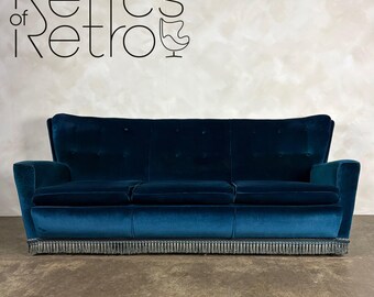 Mid Century Blue Three Seater Sofa Vintage Retro MCM