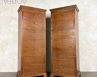 Pair Of Antique Edwardian Tall Cabinets/Bookcases/Haberdashery Storage Drawers
