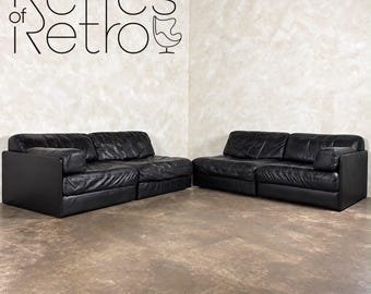 Four De Sede DS-76 Black Leather 1972 Sofa/Chairs Sofa Beds Mid Century Vintage Retro MCM
