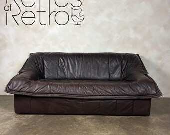 Dark Brown Italian Post Modern Leather Imbottiti Wilma Three Seater Sofa Mid Century Vintage Retro MCM