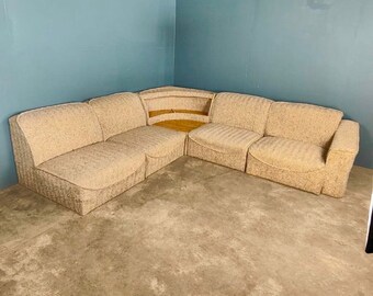 Mid Century Modular Corner Sofa Set Beige Cream Vintage Retro MCM