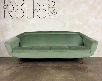 Greaves & Thomas Green Four Seater Sofa Bed Mid Century Vintage Retro MCM