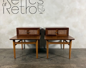 Pair Of Vintage American Of Martinsville Bedside Tables Nightstands Side End Tables Mid Century Retro MCM