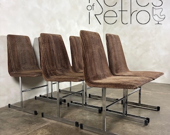 Six Mid Century Pieff Lisse Chrome Geometric Dining Chairs Vintage Retro MCM