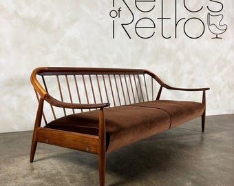 Greaves & Thomas Brown Three Seater Sofa Mid Century Vintage Retro MCM