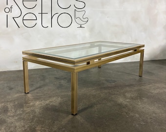 Pierre Vandel Brass Glass Coffee Table Mid Century Vintage Retro MCM