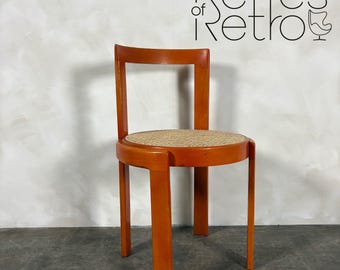 Mid Century Orange & Cane Bruno Rey Style Dining Chair Vintage Retro MCM