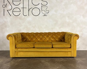 Mustard Yellow Chesterfield Three Seater Sofa Mid Century Vintage Retro MCM