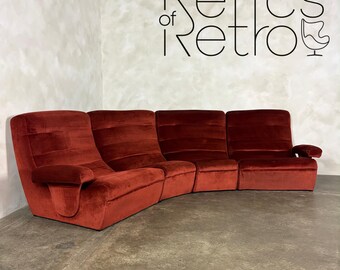 Dark Orange Four Piece Modular Sofa/Chairs Mid Century Vintage Retro MCM