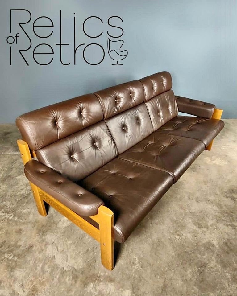 Mid Century Danish Ekornes Teak and Leather 