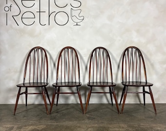 Set Of Four 1960s Ercol Quaker Windsor Dining Chairs Mid Century Vintage Retro MCM