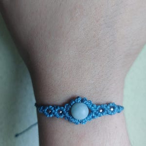 Blue Macrame Bracelet with Natural Amazonite Stone, Green, Lucky and Protection Bracelets, Adjustable Mineral Amulet.