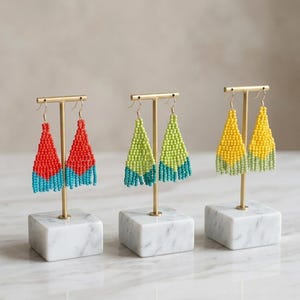 Pendientes de flecos, Aretes Largos ,Pendientes de Cuentas Boho Chic, Regalo Hecho a Mano para Ella