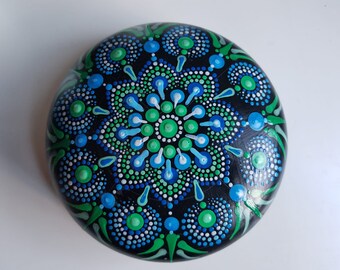 Mandala Dot Art, Rock Painting, Meditation Rock, Favors, Paperweight, Christmas Gift, Hand Painted, Shipping