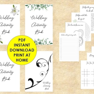 Kids Wedding Activity Books | Printable Activity Kits | Childrens Colouring Pack | Eucalyptus Rustic Wedding | Downloadable Wedding Favours
