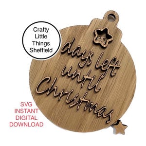 SVG kerst aftellen dagen tot ornament hendel familie adventkalender digitaal downloadbestand XTool Glowforge Cricuit lightburn