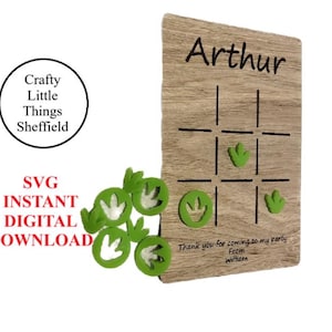 SVG Tic Tac Toe Dinosaur Game DIY Craft Kit Laser Cut Template Kids Adults Christmas Birthday Easter File XTool Glowforge lightburn
