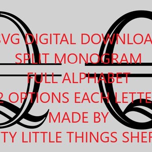 SVG digitale download gesplitst monogram volledig alfabet 2 twee opties: elke letter a b c d f g h i j k l m n o p q r s t u v w x y z