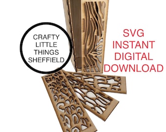 SVG Tier-Druck Holz Weinflasche Geschenk-Box-Halter Laser geschnitten Datei svg XTool Glowforge Cricuit lightburn Sofort Download Muster