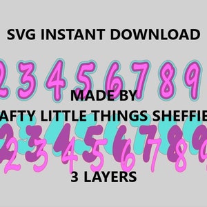 SVG DIGITAAL Nummer 0 1 2 3 4 5 6 7 8 9 Taarttopperdecoratie 3D Meerdere lagen | Verjaardagsfeestje Jubileum | Silhouet Cricut-laser
