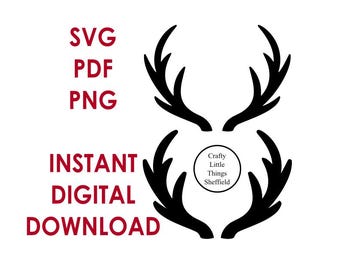 Hjorthorn jakt Clipart direkt digital nedladdning för Cricut vektorgrafik för hantverk svg pdf png XTool Glowforge lightburn