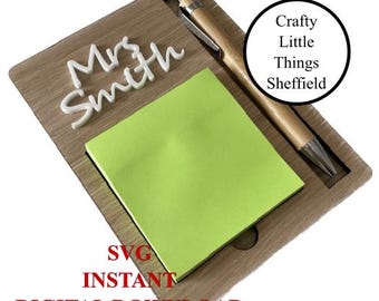 SVG Sticky Note Pad Holder Laser Cut File Note Pad Holder file svg XTool Glowforge Cricuit lightburn instant download pattern