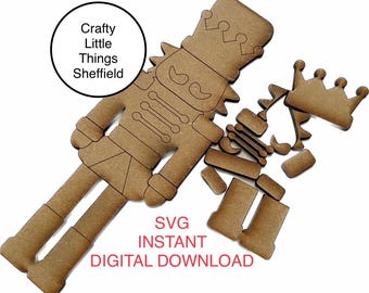 SVG Schiaccianoci Kit fai da te decorazioni natalizie attività per bambini file per taglio laser svg XTool Glowforge Cricuit lightburn download istantaneo modello