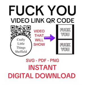 Vídeo QR FUCK YOU con imágenes. Tarjeta de código de citas de broma divertidas y escaneables de moda. Descarga instantánea svg pdf png de fotos y videos para obtener más detalles.
