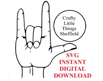 SVG I Love You Hand Sign ASL Taal Digitale Download Craft Cut Sjabloon Kerst Verjaardag Pasen Bestand XTool Glowforge Lightburn Cricut
