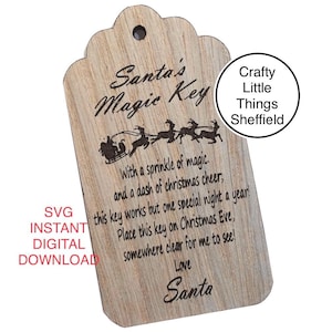 Svg Kerstman Magische Sleutel Kerst Ornament Deurhanger Eve Box Filler Digitale Bestanden Laser XTool Glowforge Cricuit Lightburn