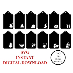 Christmas Gift Tags SVG Ornament cut file laser XTool Glowforge Cricuit lightburn instant download pattern template