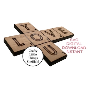 SVG Scrabble Tile Template Cutting File laser cut XTool Glowforge Cricuit lightburn download Perfect Family Sign Creator A-Z Individual
