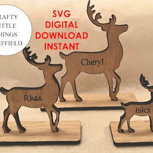 DOWNLOAD DIGITALE Decorazione da tavola festiva personalizzata con renne di Natale XTool Glowforge Cricuit lightburn download immediato