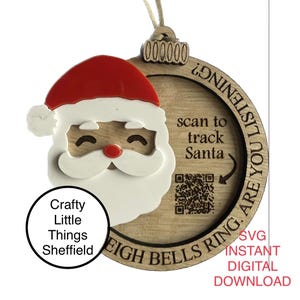 Santa Tracker Weihnachten Ornament SVG Datei Laser Cut Weihnachtsmann Laser geschnitten Datei XTool Glowforge Cricuit lightburn Sofort Download Muster