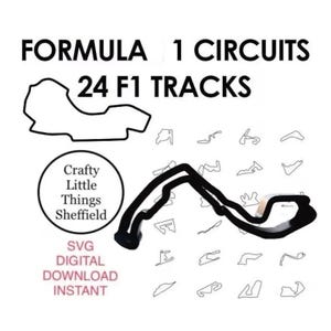 SVG 24 F1 2025 Tracks Formula 1 Circuit Track bundel print cut bestand XTool Glowforge laser Cricuit lightburn instant download patroon