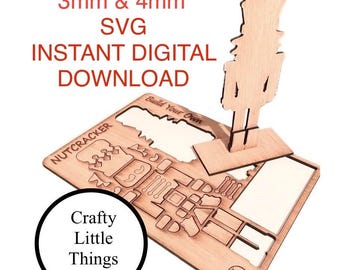 SVG Schiaccianoci in piedi Kit fai da te decorazione natalizia attività per bambini file di taglio laser svg XTool Glowforge Cricuit lightburn modello di download istantaneo