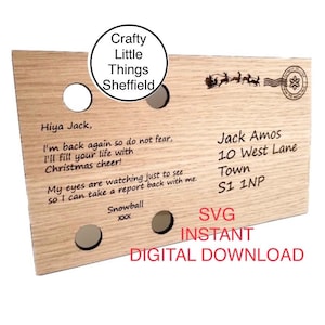 Téléchargement instantané svg Welcome Back Elf Carte postale I'm Back, fichiers numériques, Noël signe, fichier XTool Glowforge, Cricuit Lightburn, téléchargement immédiat