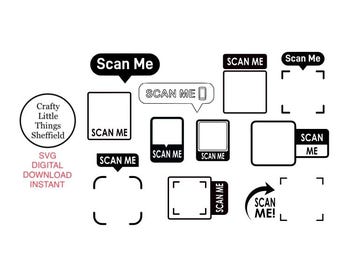 Scan me SVG Bundle Rahmen QR-Code svg Cricut-Icon Schnittdateien Rand qr-Code Kontur Tag Clipart zahlen digitaler download glowforge