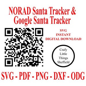 Código QR de seguimiento de Papá Noel Google y Norad svg pdf png dxf odg Adorno de seguimiento Escanear para rastrear a Papá Noel XTool Glowforge Cricuit lightburn descargar