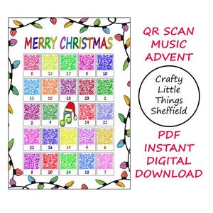 Sofortiger Download Druckbarer QR-Code Weihnachts-Countdown-Playlist Moderne klassische Lieder Interaktive Musik Adventskalender-Song