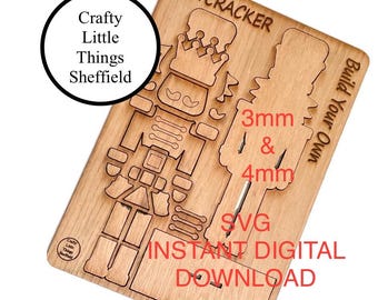 SVG Schiaccianoci in piedi Kit fai da te decorazione natalizia attività per bambini file di taglio laser svg XTool Glowforge Cricuit lightburn modello di download istantaneo