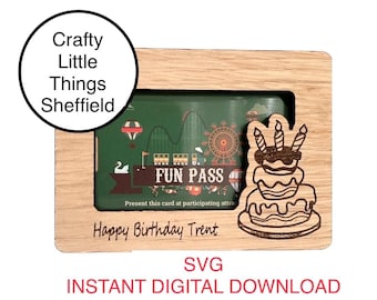 svg Birthday Cake Gift Card Holder SVG Laser Cut Files Laser Cutting digital file XTool Glowforge Cricuit lightburn instant download