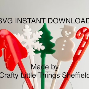 SVG DIGITAL Weihnachten Cocktail-Rührer Weihnachtsmütze Schneeflockenbaum Schneemann Zuckerstange Partyzubehör Cocktail-Stäbchen XTool Glowforge Cricuit