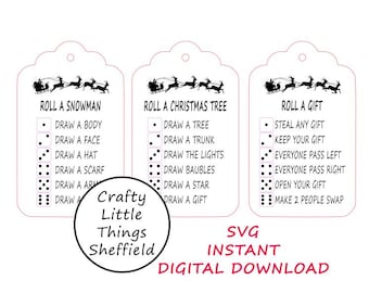 SVG Christmas Dice Game Cut File Fun Holiday Activity Digital Download Family Kids Adults XTool Glowforge Cricuit lightburn