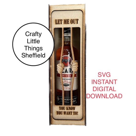 SVG Jail Bars Let Me Out Wooden wine bottle gift box holder laser cut file svg XTool Glowforge Cricuit lightburn instant download pattern