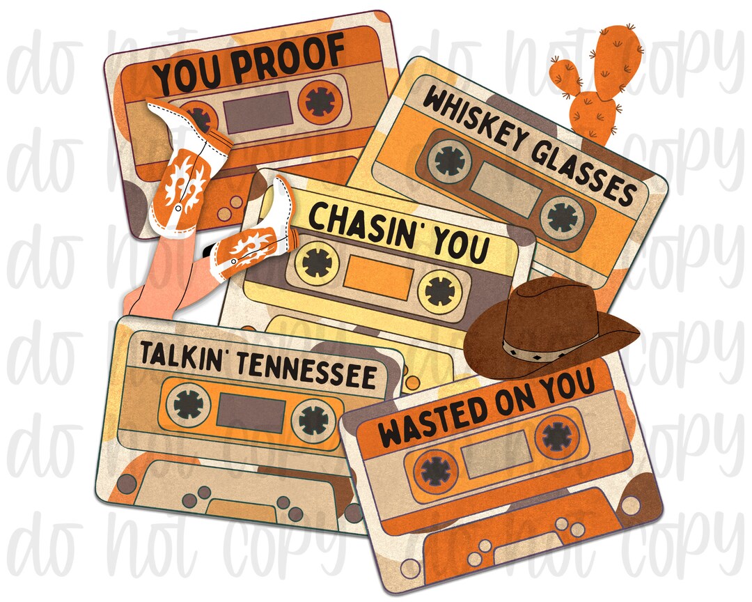 W PNG Country Music Mixtapes DIGITAL DOWNLOAD Sublimation T
