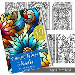 Digital Adult Coloring Book Procreate | Printable Pdf | Coloring Book For Adults And Kids | Grayscale | Instant Download | Stained Glass