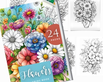 Adult Coloring Pages | Botanical Floral Plant Coloring Pages | Flower Coloring Book | Adults And Kids Colouring Books | Grayscale Coloring