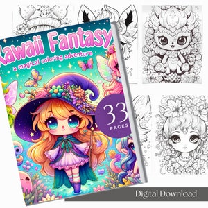 Coloring Books For Procreate | Cute Coloring Pages | Kawaii Coloring Pages | Kawaii Art Print | For Kids And Adults | Printable Pdf Download